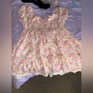 ARULA Floral Mini Dress in Pink and White